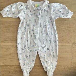Vintage Sears Baby Floral Footed One-Piece Romper in White and Lavender